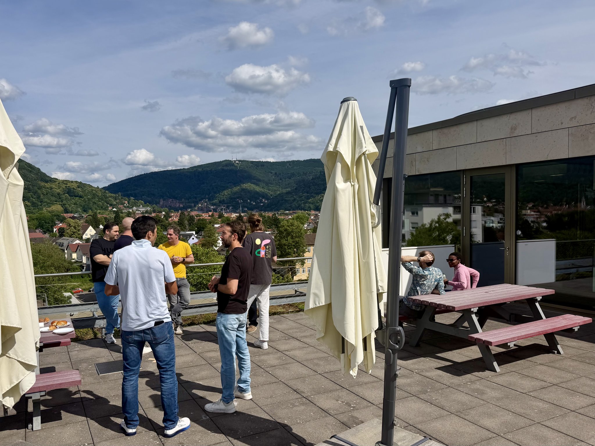 Group retreat participants on the Mathematikon terrace