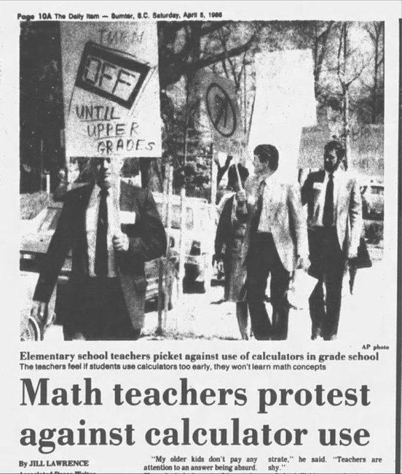 Teachers protesting calculator use